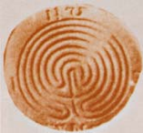 Moneta di Cnosso, raffigurante su un verso  un labirinto unicursale, risalente circa al 400 a. C.