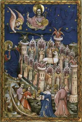La Gerusalemme celeste e l'Agnello Miniatura del 1400 circa, Bibliothèque Nationale, Parigi