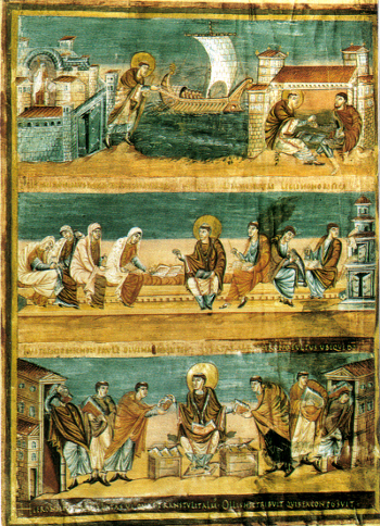 Prima bibbia di Carlo il calvo (scene della vita di san girolamo) Parigi, Biblioteque Nationale