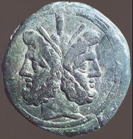 211 a.C. circa - Raffigurazione di Giano bifronte su moneta